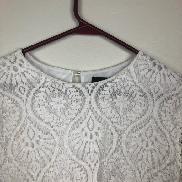 Worthington white lace Blouse with bell‎ sleeves L - Picture 9 of 15